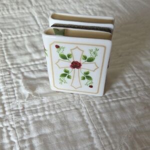 Floral Cross Ceramic Bookends